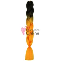 Coada de par afro impletita de 100 cm Premium 2 -  Brunet cu Portocaliu Neon 100B9